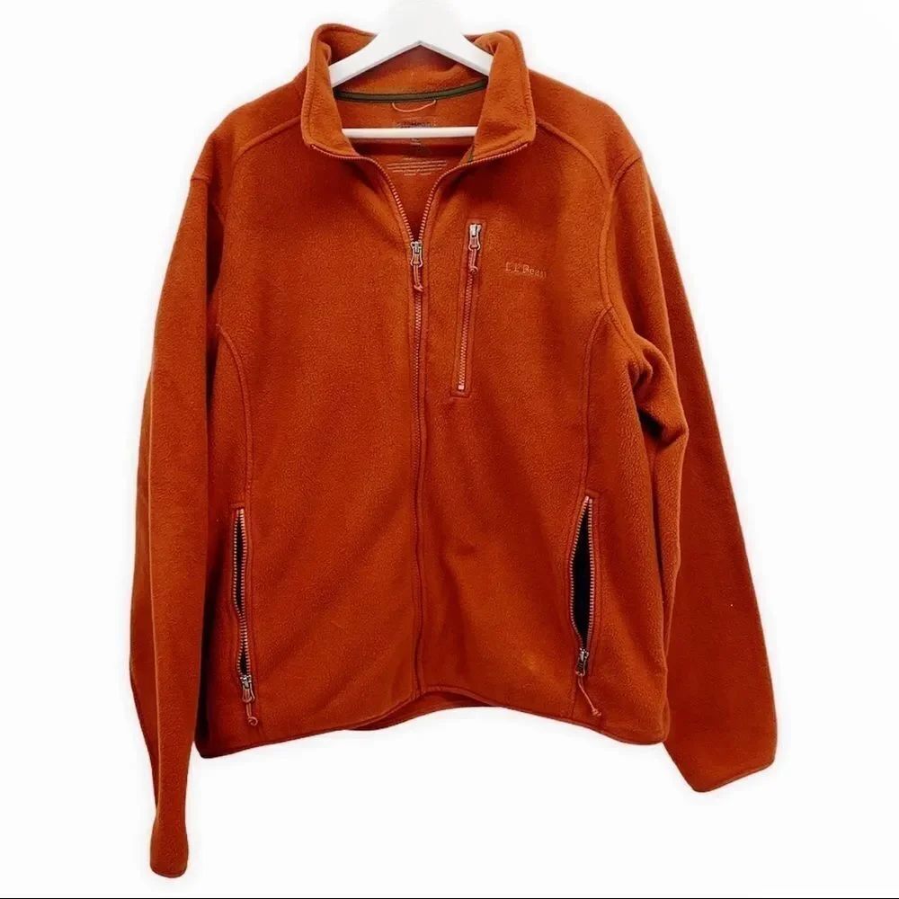 LL Bean Mens Rust Polartec Jacket Size XL